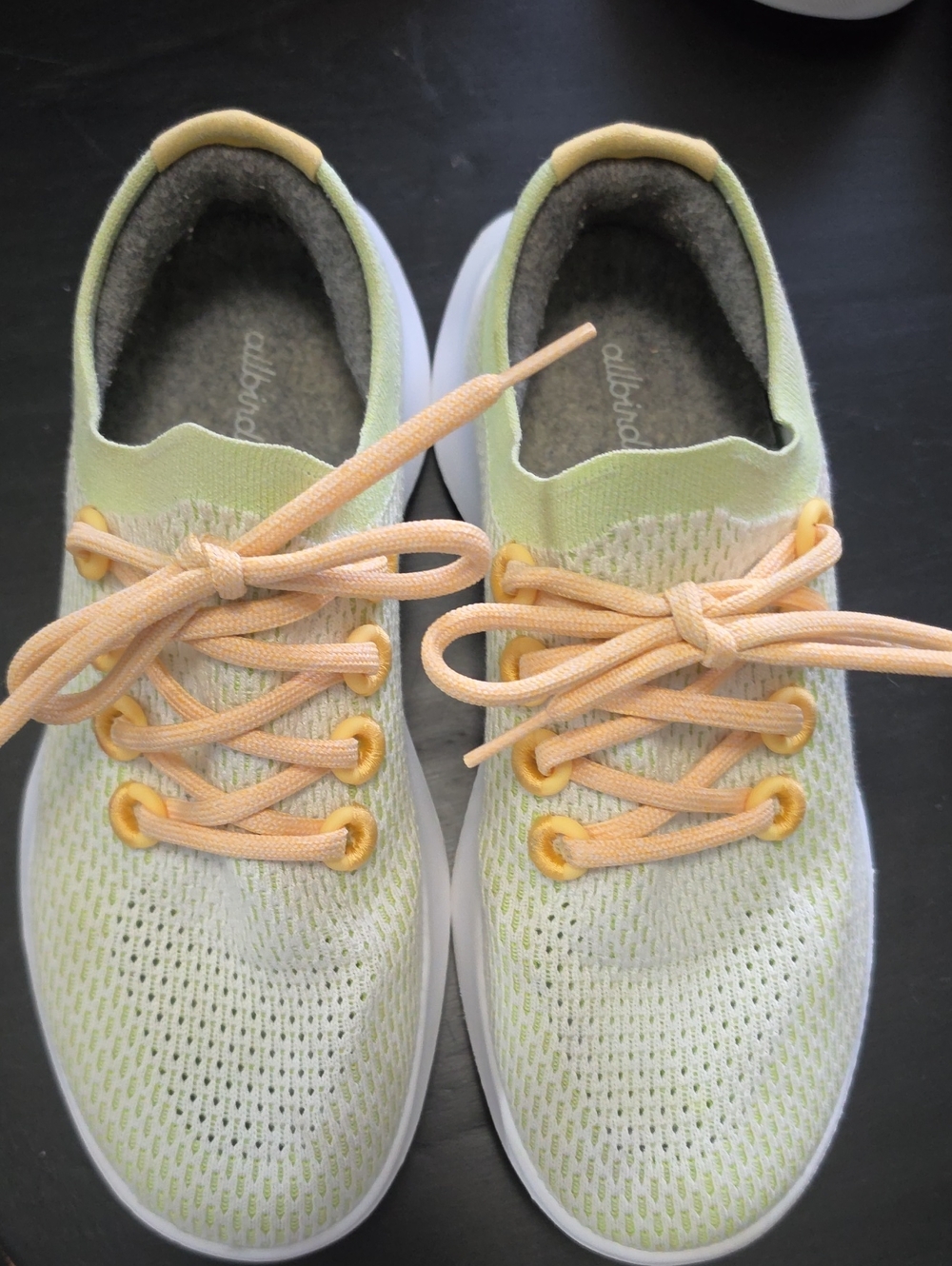 allbirds Light Green Wool Slip-On with Pale Peach Trim And Laces